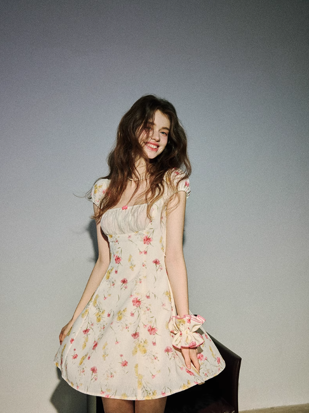 French style short sleeve dress short skirt floral princess dress R2702