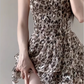 French pure desire temperament leopard print slim fairy dress waist halter dress R1634