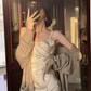 Silk satin sexy dress 2025 temperament holiday seaside slit inner suspender skirt R1441