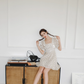 Summer French skirt for women petite white waist chiffon polka dot dress summer skirt R3459