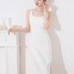 French dress new summer design niche temperament white suspender skirt long slim skirt R4382