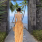 Vacation wear backless long dress beach dress island style suspender dress beach dress R1604