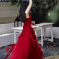 Fairy French retro red dress high-end dress ruffled sling beach dress R1714