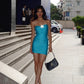 Blue tube top sexy slim hip sexy short skirt homecoming dress R4018