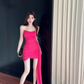 One-shoulder tube top dress niche design ribbon slim hip-hugging small gift skirt R0560