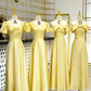 Light purple waist-cinched satin elegant slim-fit ball gown, bridesmaid dress R5938