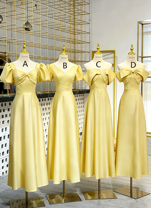 Light purple waist-cinched satin elegant slim-fit ball gown, bridesmaid dress R5938
