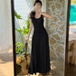 Temperament I-shaped vest dress design niche waist-revealing long skirt R0663