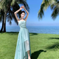 Travel wear fairy air backless dress seaside vacation dopamine green fairy long skirt R1594