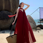 Fairy Island Travel Outfit Halter Neck V-Neck Dress Beach Dress Loose Casual Long Dress R1732