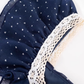 2025 Summer New Navy Retro Polka Dot French Square Neck Short Sleeve Long Dress R0927