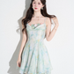 Three-dimensional flower suspender dress beautiful summer ruffled large swing A-line skirt R4109