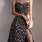 European and American slim fit slit dress retro long dress suspender dress R2859