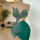 Green pearl inlaid irregular sexy hip-wrapped homecoming dress R2466