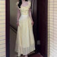 Gentle style yellow one-shoulder dress, beautiful waist temperament long dress R0815