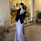Fairy three-dimensional rose French top high waist A-line skirt gentle outfit two-piece suit R1702