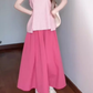 A set of gentle pink striped sleeveless top a-line skirt beautiful suit R0782