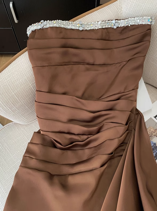 Temperament sexy tube top dress for women new style waist slimming diamond short skirt R3956