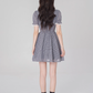 V-neck plaid dress summer tea break French skirt new style skirt niche design R4498