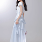 2025 French style blue dress holiday style cake long dress R1940