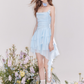 French ruffled collar atmosphere blue suspender dress summer R4537