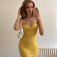 Yellow sweetheart neckline tight waist hip skirt homecoming dress R3171