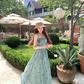 Blue long waist A-line suspender dress women's summer French temperament skirt R4870