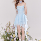 French ruffled collar atmosphere blue suspender dress summer R4537