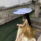 New Chinese style temperament holiday beach long skirt mesh tie-dye fake two-piece dress R1698