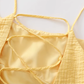 French yellow petite beach Sanya vacation suspender dress R2601