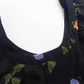 2025 summer new black floral waist slimming small flying sleeves holiday dress R0953