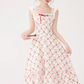 French style gentle sweet floral dress new lace waist long skirt R2380