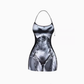 Hot girl print halter neck dress 2025 high-end hip skirt R1043