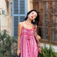 Travel wear ethnic style embroidery seaside vacation suspender dress R1573
