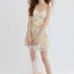 French suspender skirt floral dress seaside holiday skirt high-grade mini skirt female summer R3554