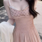 French pleated suspender dress 2025 pure desire style waist a-line fairy long dress R1325