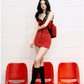 Red suspenders waist slim hip sexy short skirt homecoming dress R3268