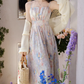Summer small skirt French gentle style floral suspender dress plus cardigan two-piece set R2406