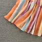 Dopamine wear rainbow stripes gradient halter neck long skirt V-neck waist A-line big swing dress R0377
