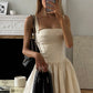 White suspenders waist slim short skirt homecoming dress R3881