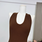 2025 Summer versatile design halter neck backless sexy pleated side slit knitted dress R0279