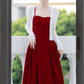 French retro high waist slim sexy velvet dress dress suspenders skirt R1463