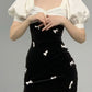 Black slim sexy puff sleeve square neck mini skirt homecoming dress R2570