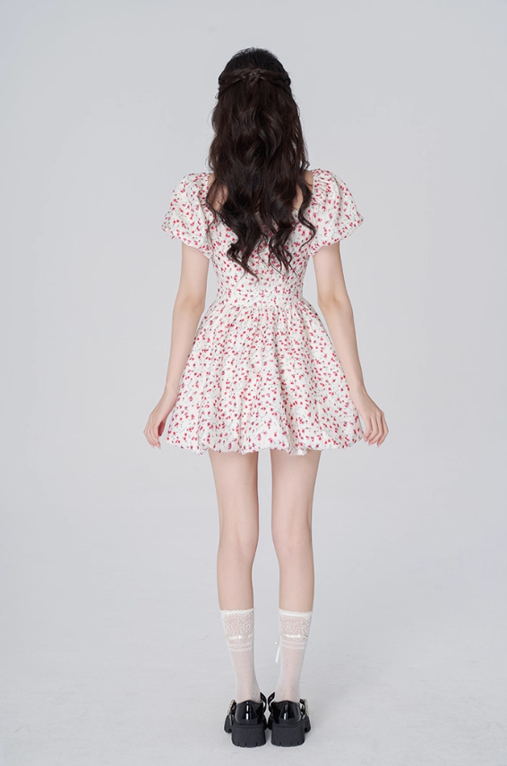 High waist floral dress for women summer waist slimming lace skirt new style petite short skirt R4455