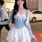 Pure desire style sling long-sleeved cardigan 2025 sweet and spicy A-line skirt suit R1145