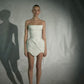 White tube top flower design A-line slim homecoming dress R2461