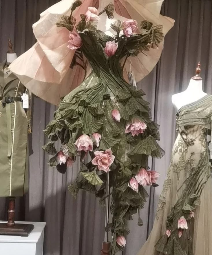 Green forest lace neckline waist bud short skirt prom dress homecoming dress R2955