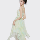 Small fresh and chic skirt embroidered suspender dress women's summer irregular mid-length skirt R4118
