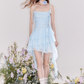French ruffled collar atmosphere blue suspender dress summer R4537