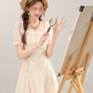 French style gentle waist apricot dress beautiful summer skirt R1922